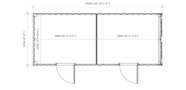 Container da 20 piedi con 2 porte